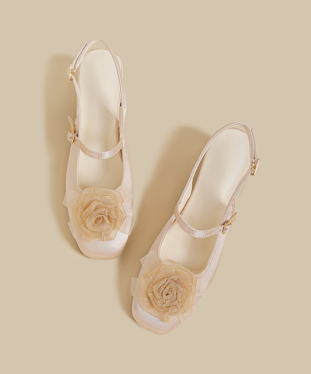 Women Floral Splicing Chunky Sandals Apricot Suede