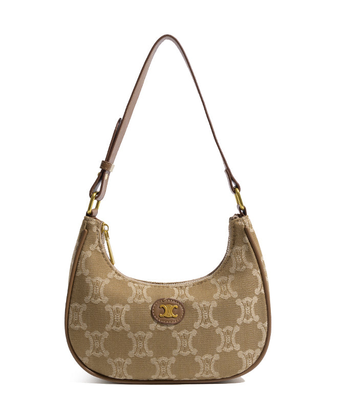 Women Khaki Jacquard Solid Durable Canvas Hobo Bag