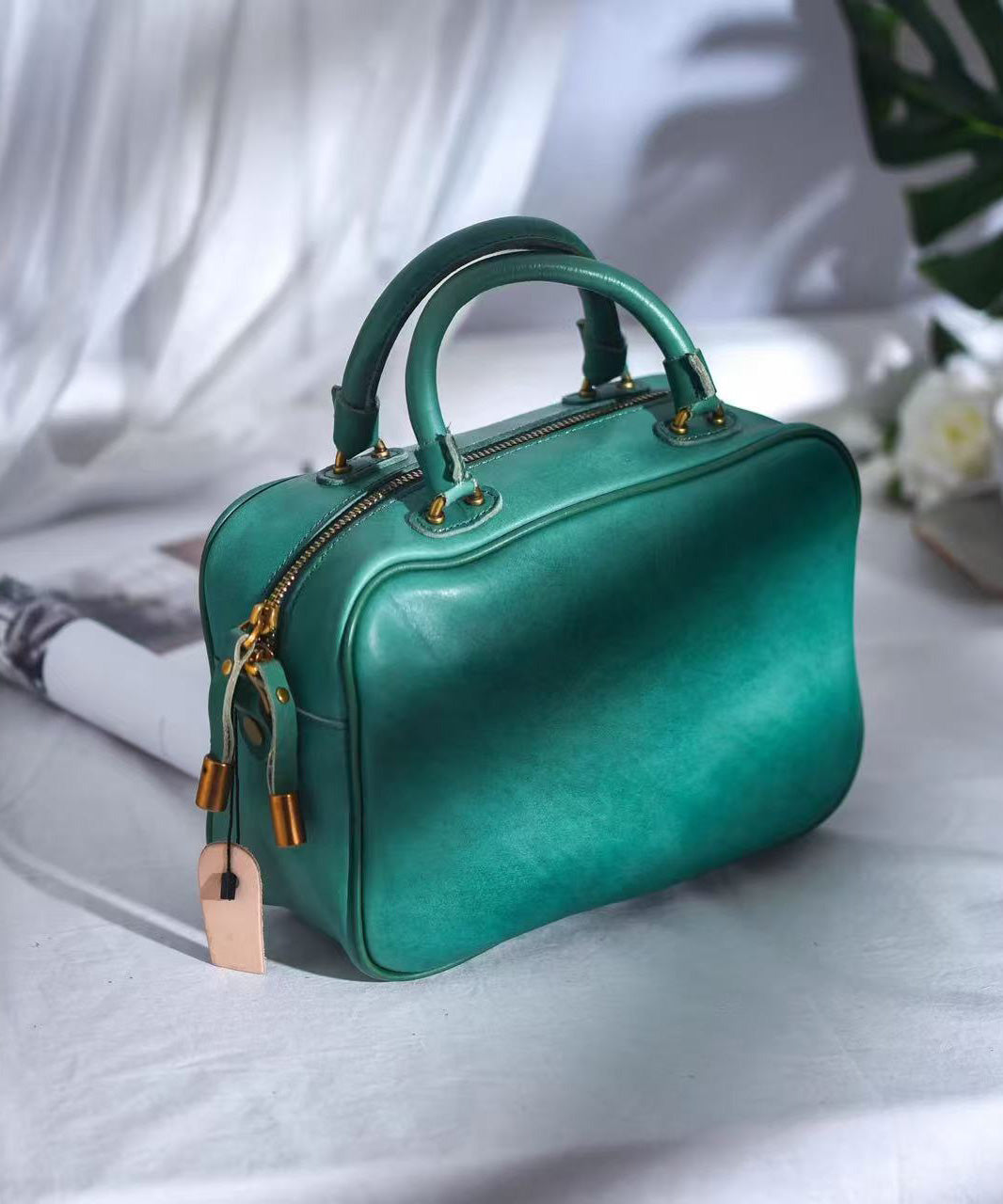 Women Orange Large Capacity Leather Doctor Bag