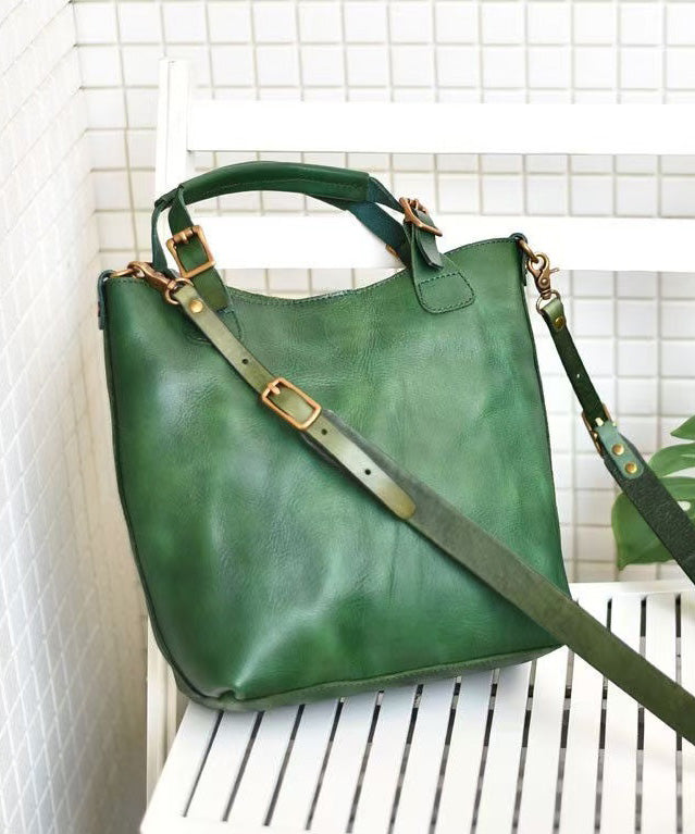 Women Orange Large Capacity Leather Tote Handbag