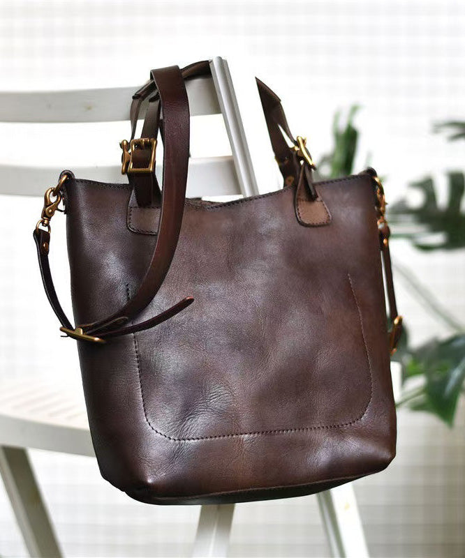 Women Orange Large Capacity Leather Tote Handbag