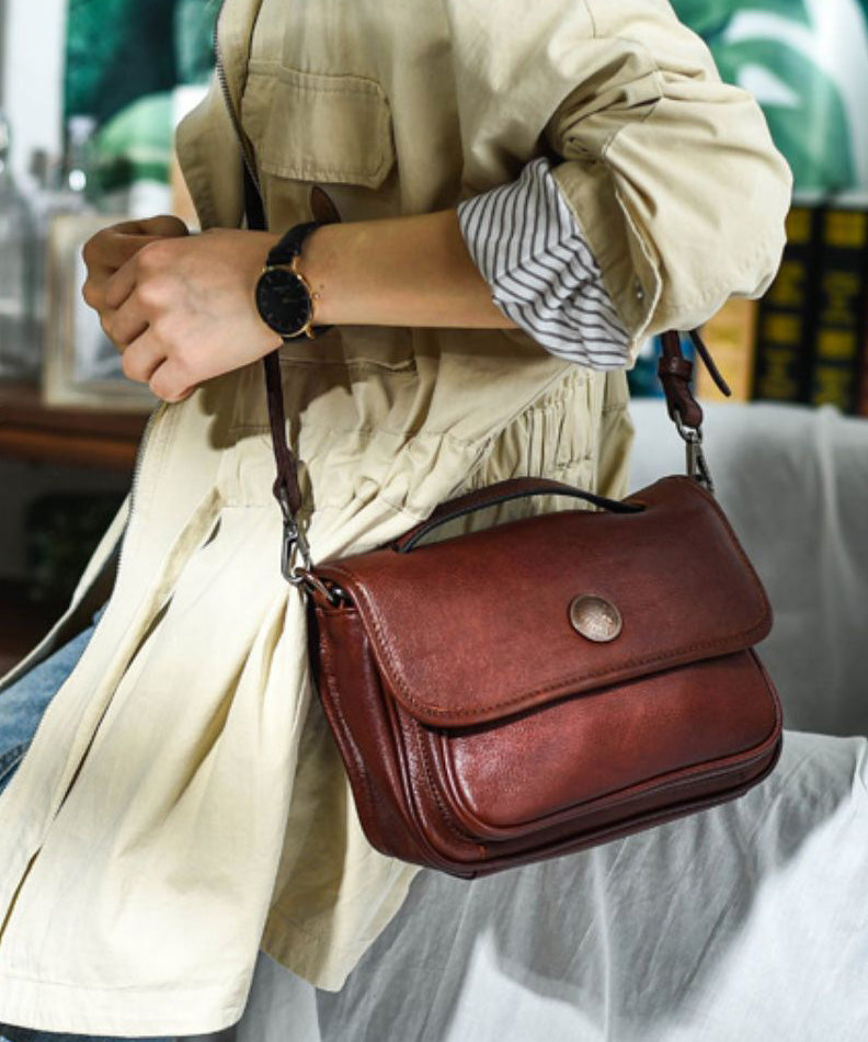 Women Orange Solid Durable Leather CrossBody Messenger Bag