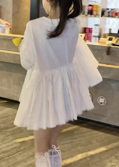 Women Rose O Neck Wrinkled Solid Cotton Shirts Fall