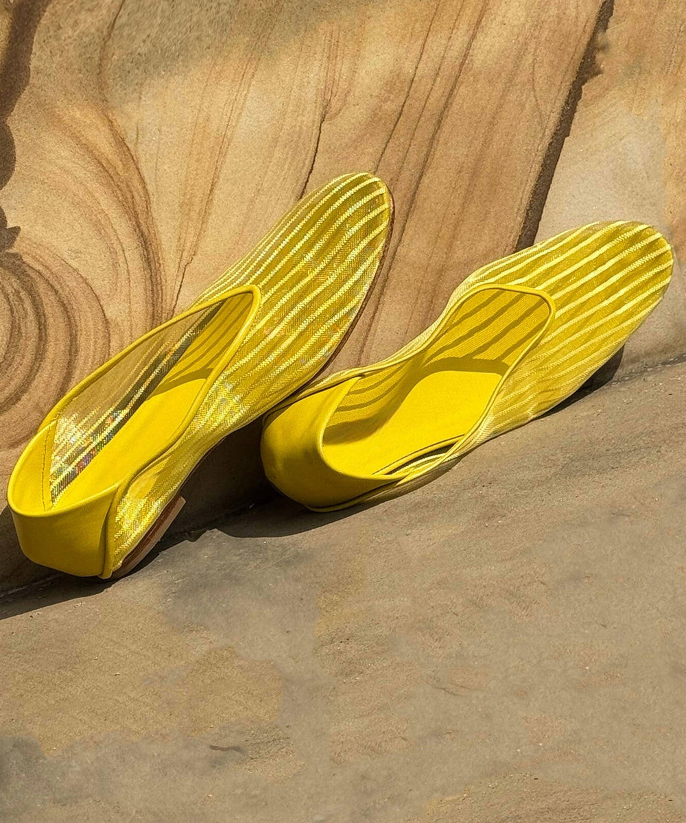 Urbann-Vibe Yellow Breathable Mesh Flats With Pointed Toe For All Day Comfort In Work And Travel main image 1