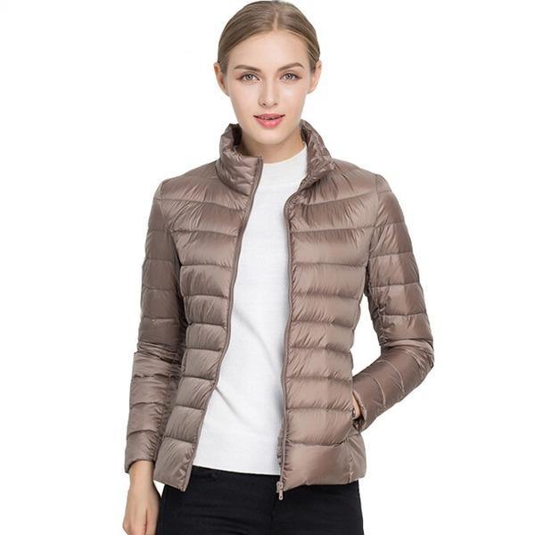 Women Coat Autumn Winter 90% White Duck Down Jacket  16 Colors Warm Slim Zipper Fashion Light Down Coat - Omychic
