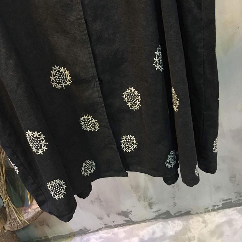 Spring Loose Embroidered Casual Black Coat - Omychic