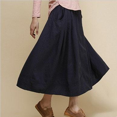 black pockets linen maxi skirt summer cotton long skirts - Omychic
