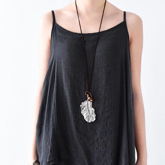 Fall Black Cotton Dresses Flowy Cardigan With Asymmetrical Layered Dress Inside Two Pieces - Omychic