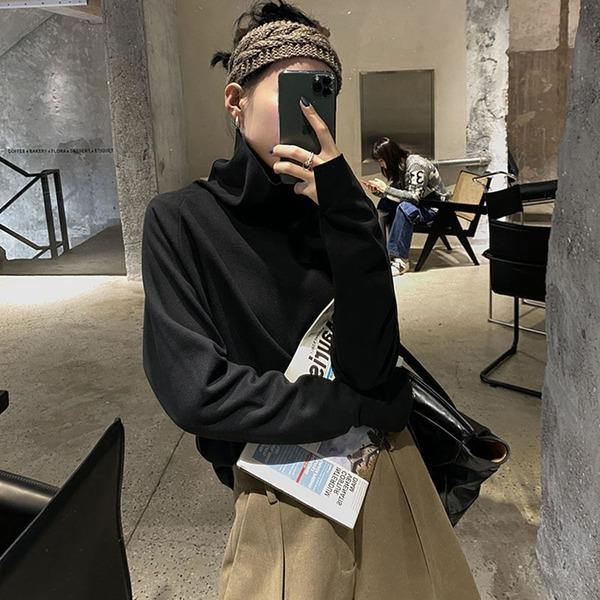 New Women Pullover Small Fresh Turtleneck Small Fresh Casual Style Loose Elegant Tee Top - Omychic