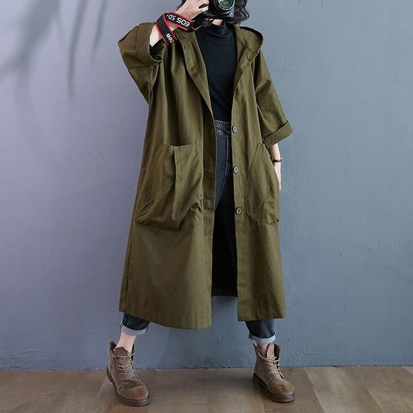 Oversized hooded casual loose long autumn spring trench coat for women 2020 clothes Outerwear - Omychic