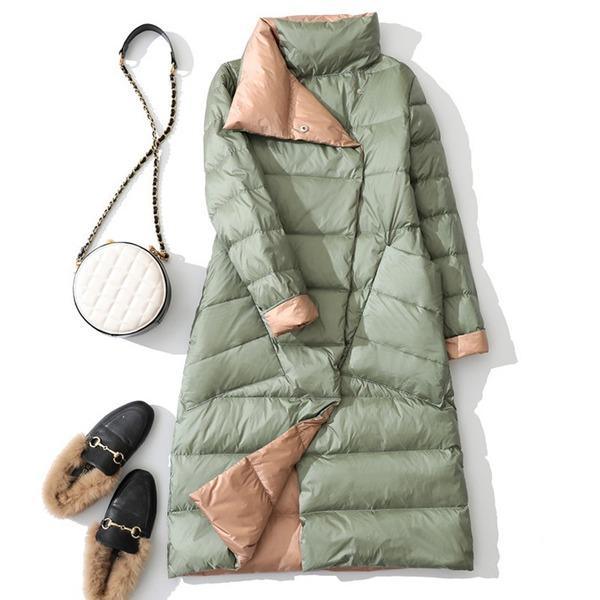 Long White Puffer Parka Coat Female Winter Down Jacket Women Padded Double Wear Snow Down Coat - Omychic