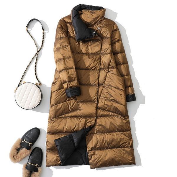 Long White Puffer Parka Coat Female Winter Down Jacket Women Padded Double Wear Snow Down Coat - Omychic