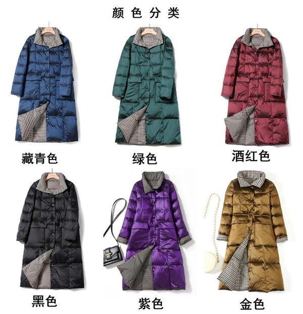Black Double Side Wear Outerdoor Female Coats Long  Warm Down Coat Puffer Jacket Parka - Omychic