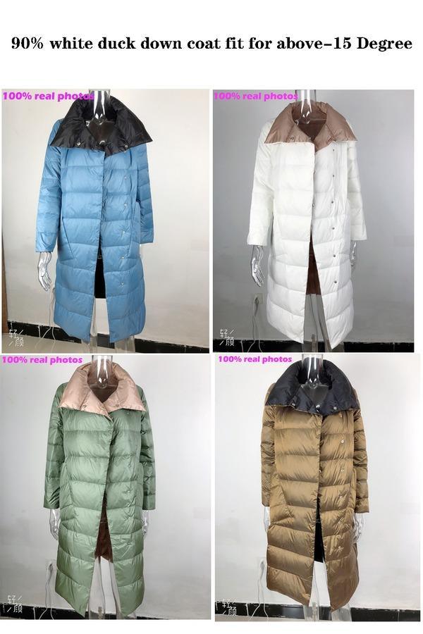 Long White Puffer Parka Coat Female Winter Down Jacket Women Padded Double Wear Snow Down Coat - Omychic