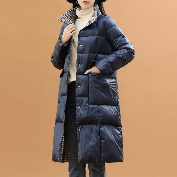 Black Double Side Wear Outerdoor Female Coats Long  Warm Down Coat Puffer Jacket Parka - Omychic