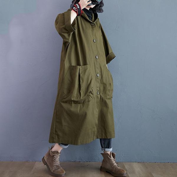 Oversized hooded casual loose long autumn spring trench coat for women 2020 clothes Outerwear - Omychic