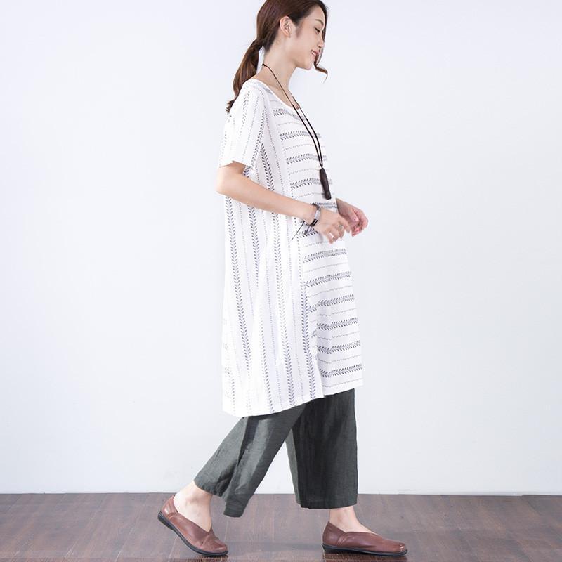 Summer Short Sleeves Women Casual White Dress - Omychic