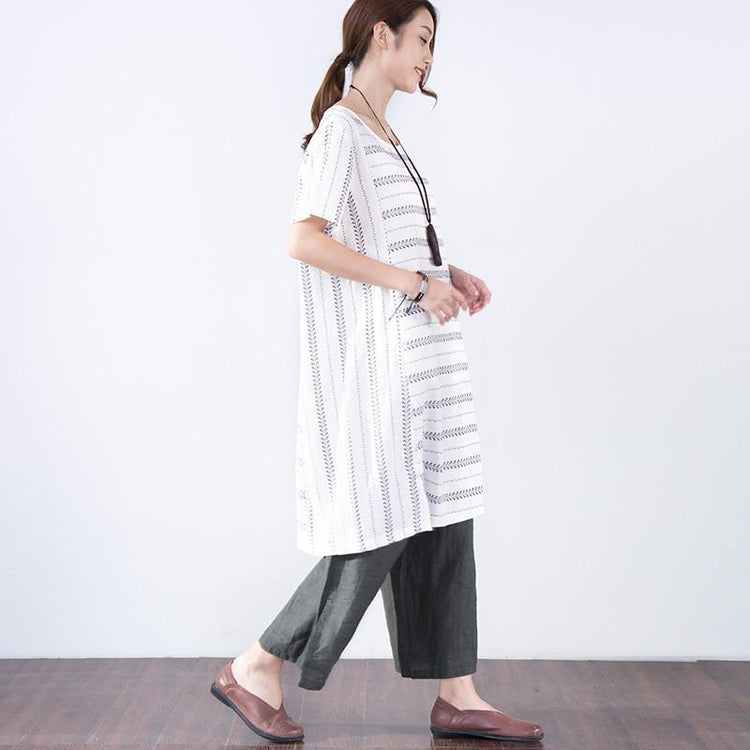 Summer Short Sleeves Women Casual White Dress - Omychic