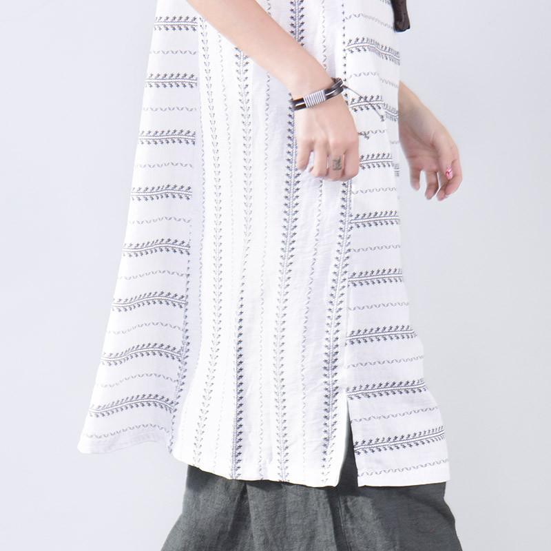 Summer Short Sleeves Women Casual White Dress - Omychic