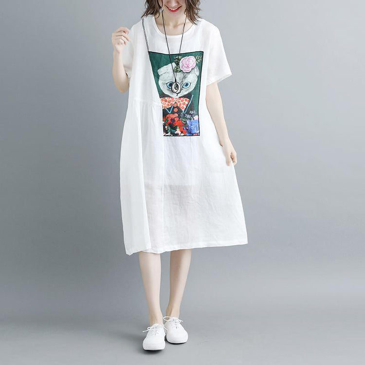 Summer Short Sleeve White Pockets Dress - Omychic