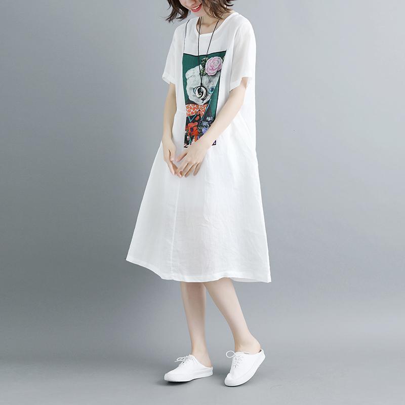 Summer Short Sleeve White Pockets Dress - Omychic