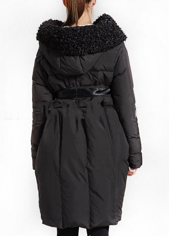 Art Black Patchwork Faux Fur Peter Pan Collar Winter Coat