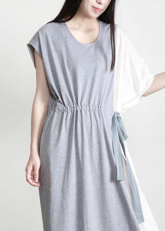 Art White Asymmetrical Patchwork Cotton Dresses Bracelet Sleeve main image 0