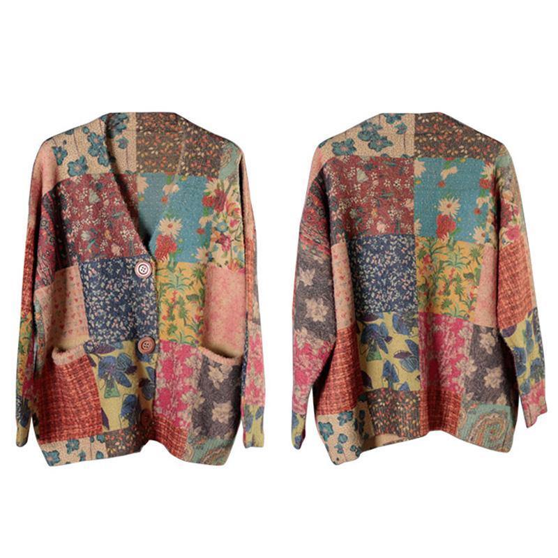 Spring Colorful Flower Knit Sweater Coat - Omychic