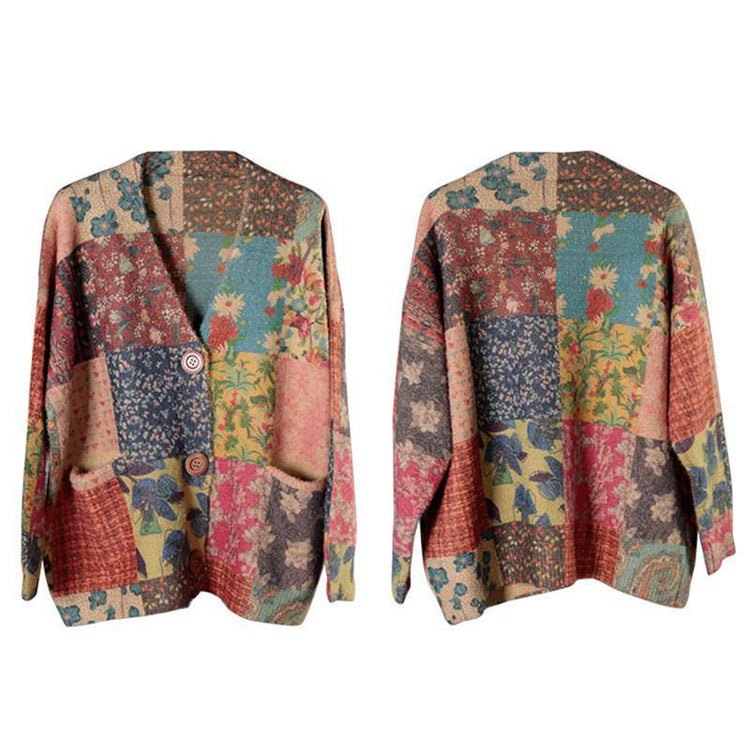 Spring Colorful Flower Knit Sweater Coat - Omychic