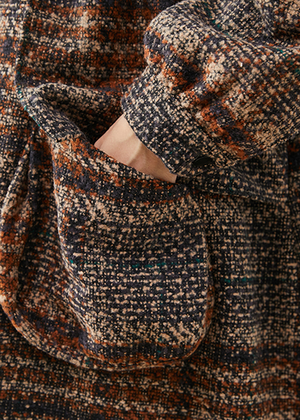 Beautiful Brown Ruffled Pockets Thick Cotton Coats Winter