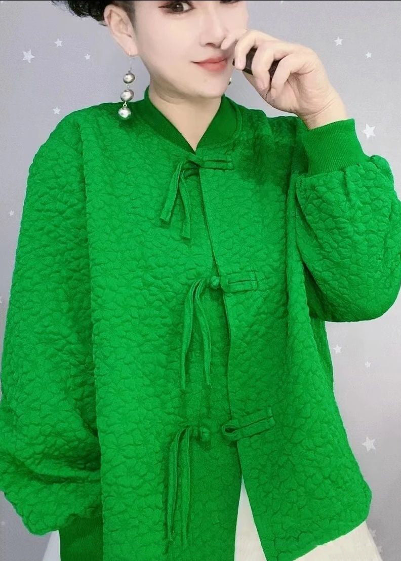 Beautiful Purple Red Oversized Chinese Button Cotton Coats Fall