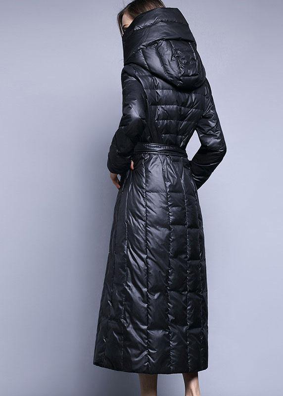 Black fashion Pockets Thick slim fit Winter lengthen Duck Down down coat - Omychic