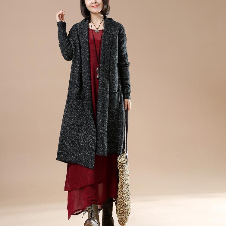 Black long sleeve sweaters knit cardigans - Omychic