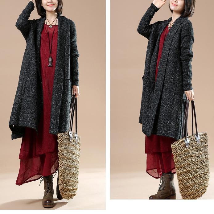 Black long sleeve sweaters knit cardigans - Omychic