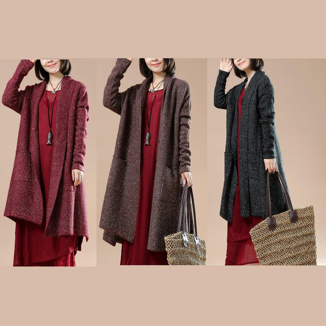 Black long sleeve sweaters knit cardigans - Omychic