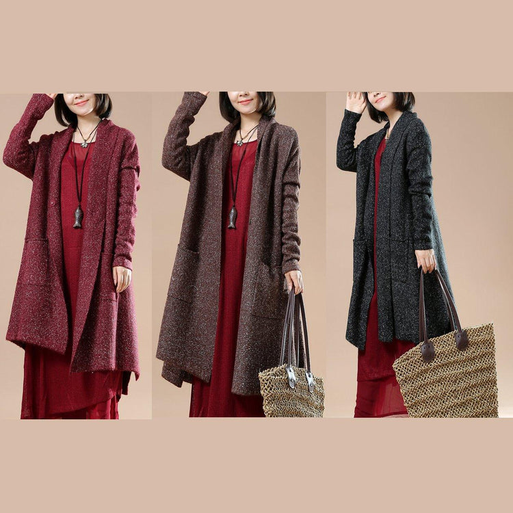 Black long sleeve sweaters knit cardigans - Omychic