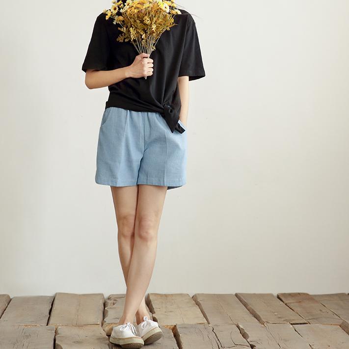 Black loose casual summer t shirt cotton women blouse oversize - Omychic