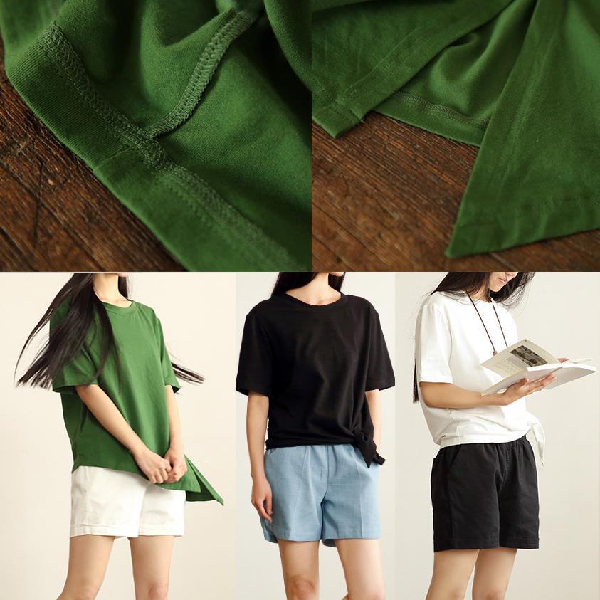Black loose casual summer t shirt cotton women blouse oversize - Omychic