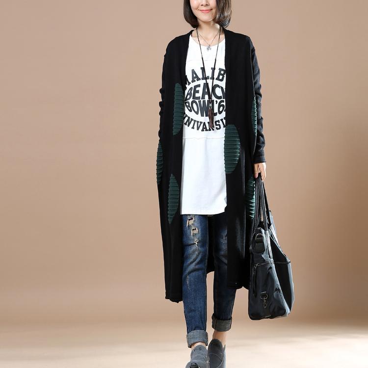 Black oversize woman sweater coats cardigans - Omychic