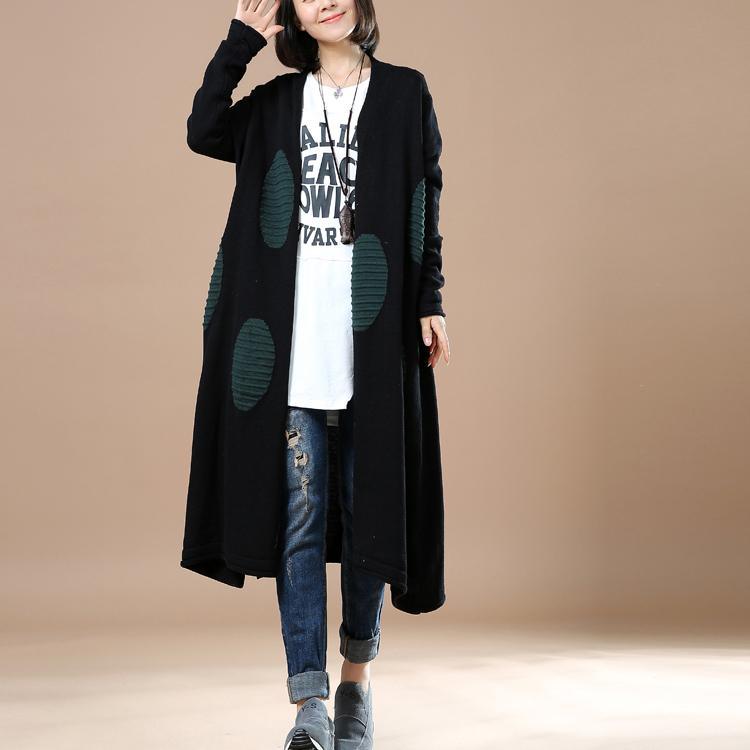 Black oversize woman sweater coats cardigans - Omychic