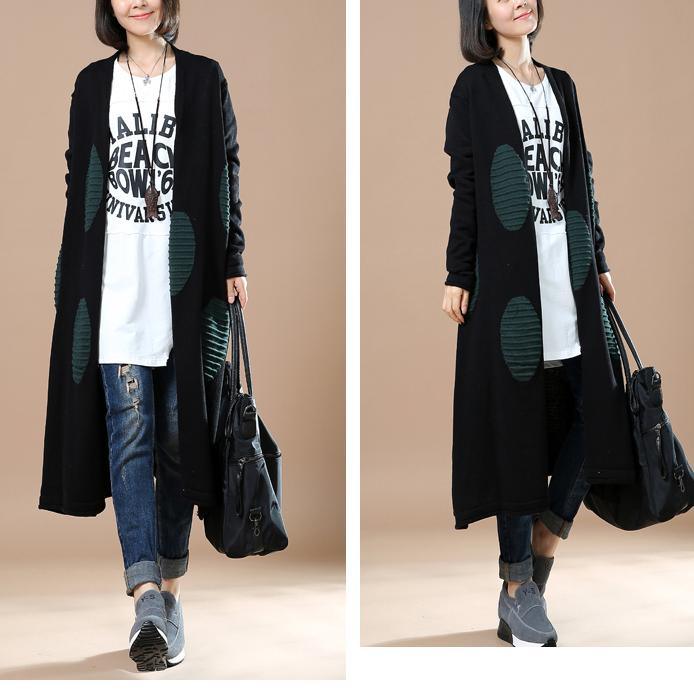 Black oversize woman sweater coats cardigans - Omychic