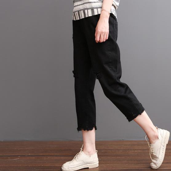Black women summer pants crop trousers - Omychic