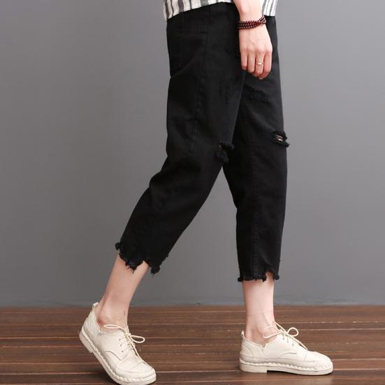 Black women summer pants crop trousers - Omychic