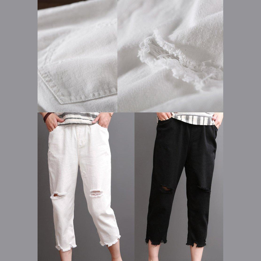Black women summer pants crop trousers - Omychic