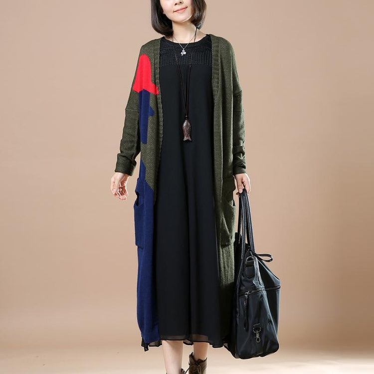 Blackish green oversize sweaters cardigans coats - Omychic