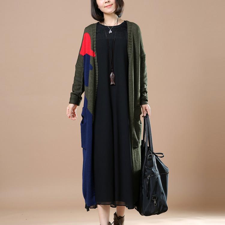 Blackish green oversize sweaters cardigans coats - Omychic