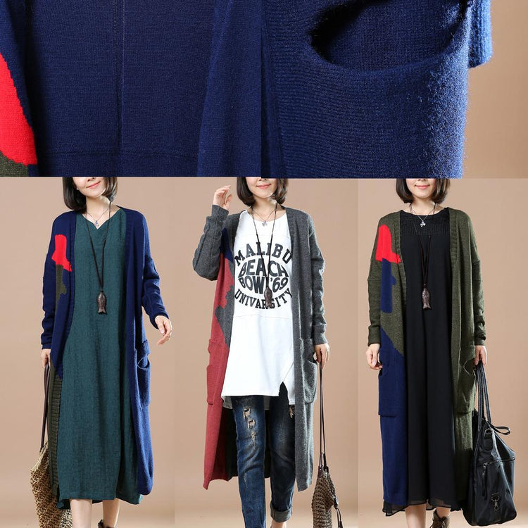 Blackish green oversize sweaters cardigans coats - Omychic