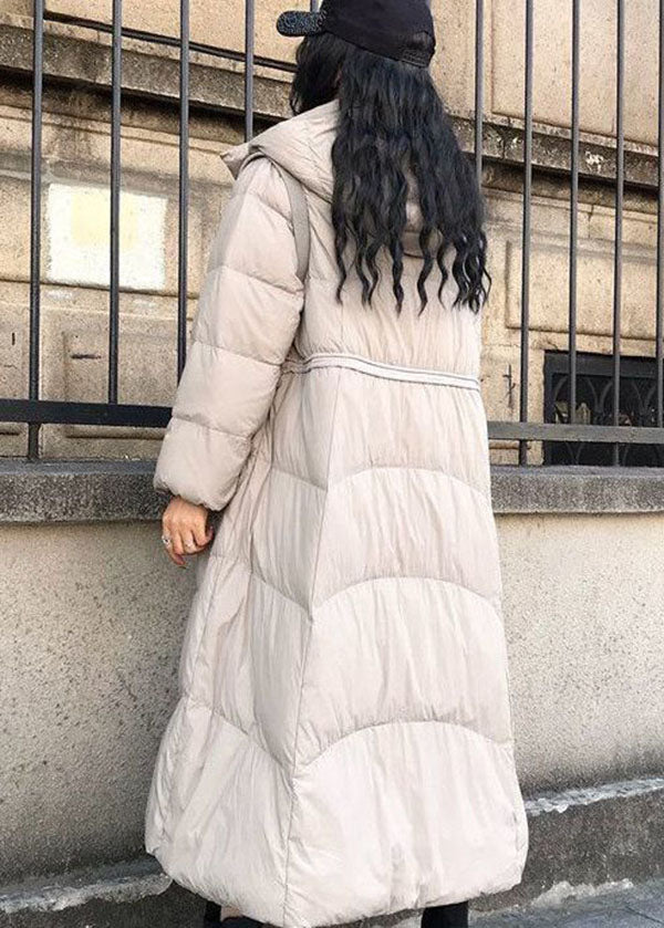 Boutique Black Stand Collar Hooded Drawstring Pockets Winter Coat