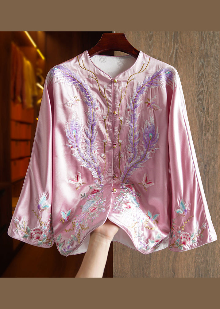 Chinese Style Green Print Patchwork Silk Coat Fall