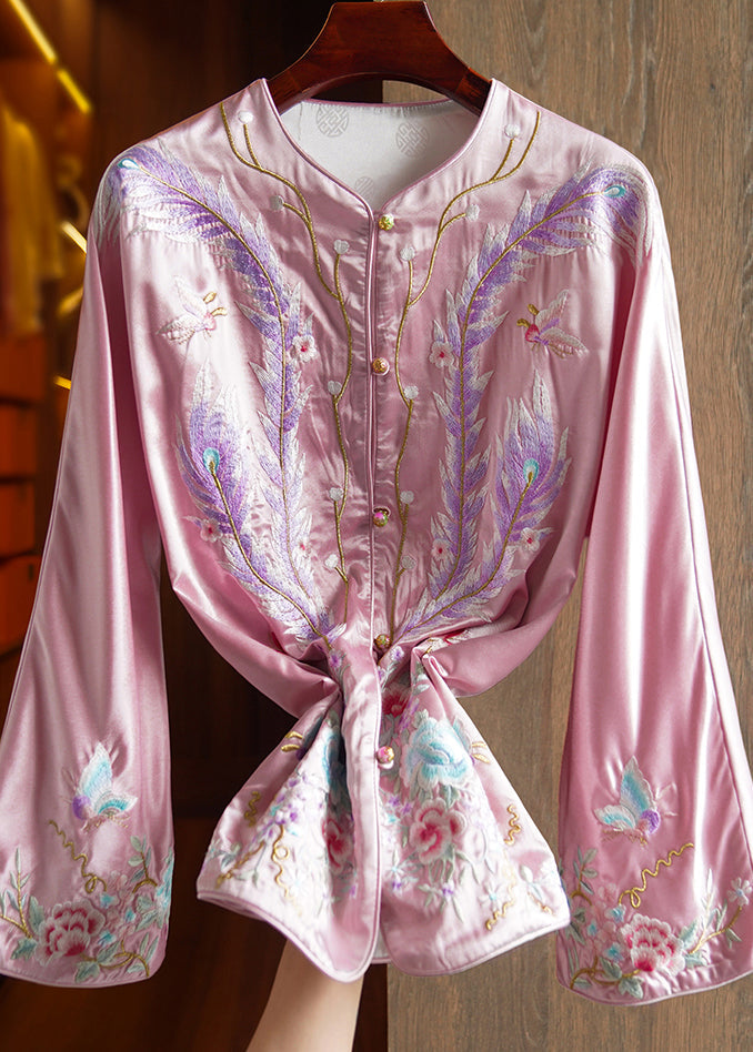 Chinese Style Green Print Patchwork Silk Coat Fall
